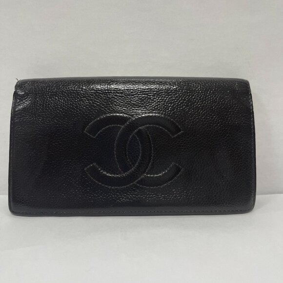 CHANEL Dark Brown Caviar Leather CC Bifold Wallet - Preowned - Picture 1 of 15